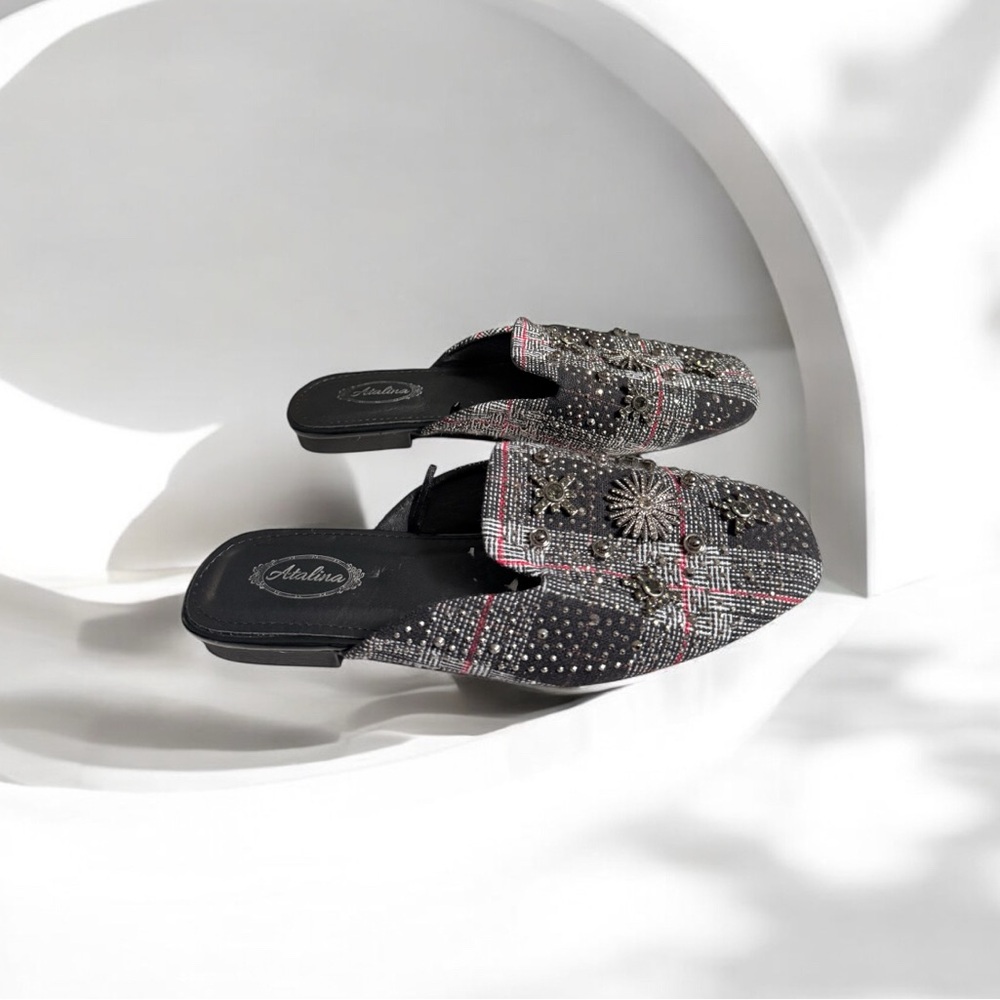 ATALINA Embellished Rhinestone Mules Slides